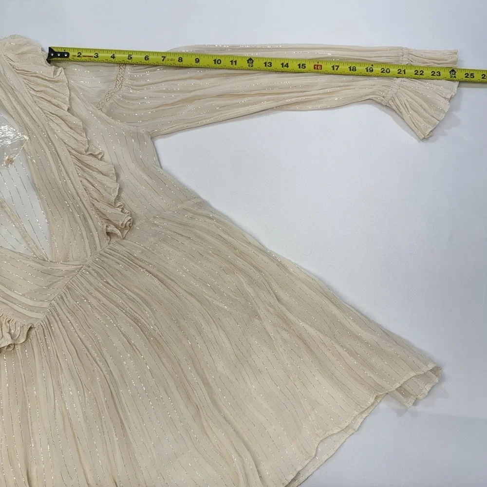 NWOT Maeve Anthropologie Ruffle Wynn Metallic Stripe Boho Peasant Flowy Size 4 - Picture 14 of 14